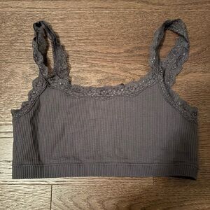 Purple Lace Trim Crop Top